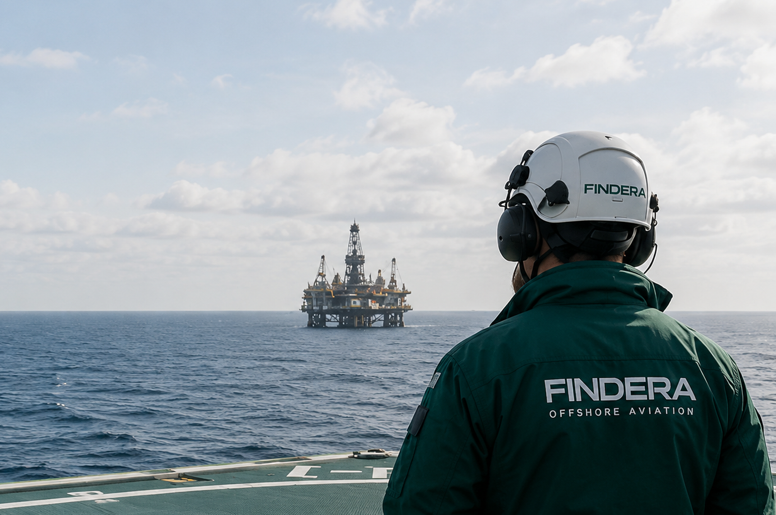 Professional pilot preparing for offshore flight